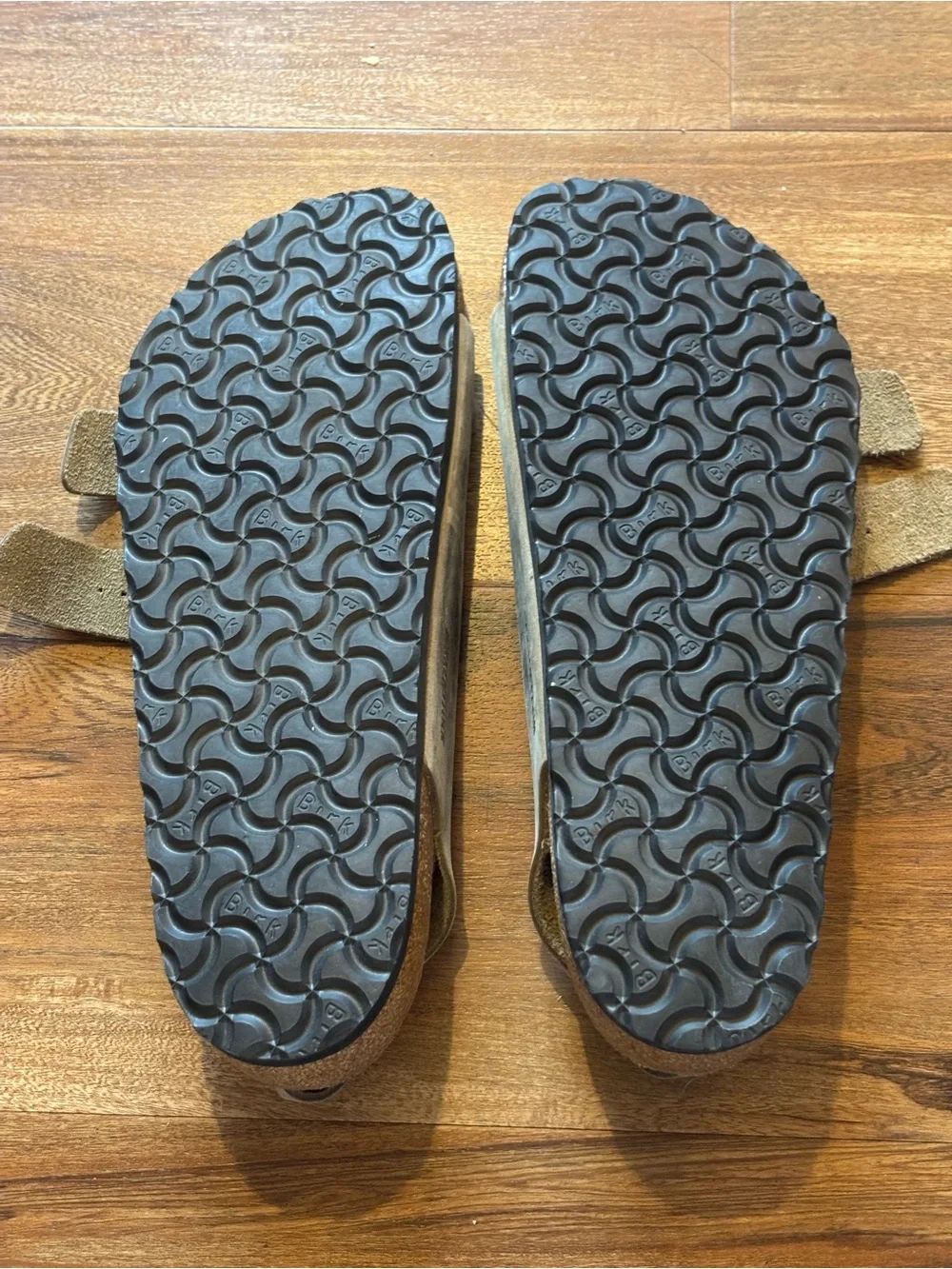 Birkenstock Men's Distressed Taupe Dual-Strap Sandals
